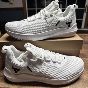US 11.5 Under Armour Men's White Black Gum New UA Project Rock BSR 4 Training